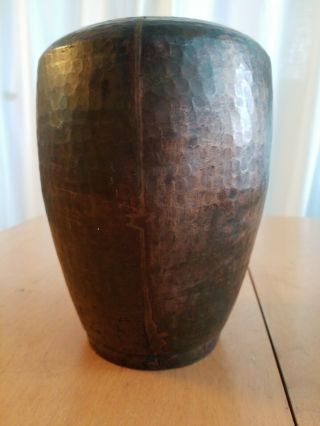 Vintage large arts and crafts copper vase 4