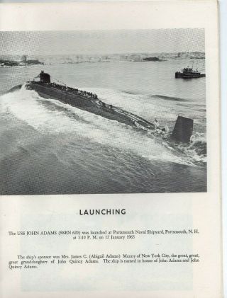 MILITARIA (1964) Commissioning Program Submarine USS John Adams SSBN 620 2 3