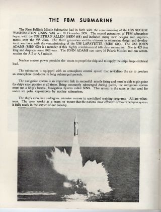 MILITARIA (1964) Commissioning Program Submarine USS John Adams SSBN 620 2 4