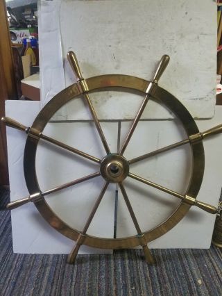 Antique Solid Brass And Copper Maritime Ships Wheel 42 " Huge Very Heavy