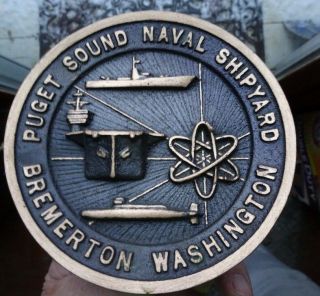 Solid Bronze Puget Sound Naval Shipyard 5 " Ship Plaque Bremerton Washington