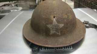 Ww 1 2nd Marine Corps Division Helmet With Patch Painted On Front