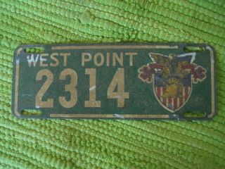 Vintage West Point License Plate Topper Badge Ny Tag Military Academy Army 2314
