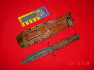 U.  S.  AIR FORCE JET PILOTS SURVIVAL KNIFE with SHEATH by ONTARIO 2 - 80 2