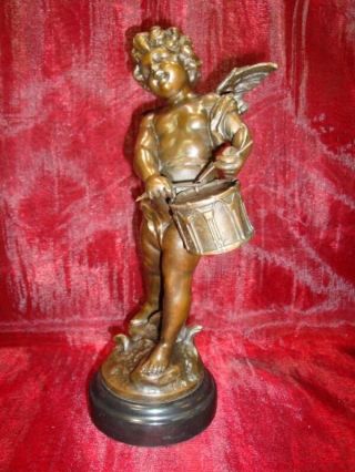 Statue Sculpture Angel Drum French Style Solid bronze 2