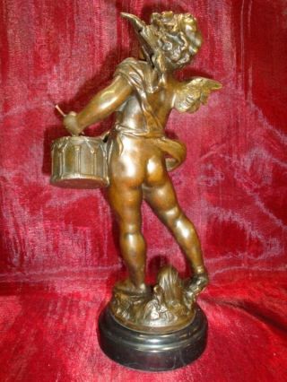 Statue Sculpture Angel Drum French Style Solid bronze 4