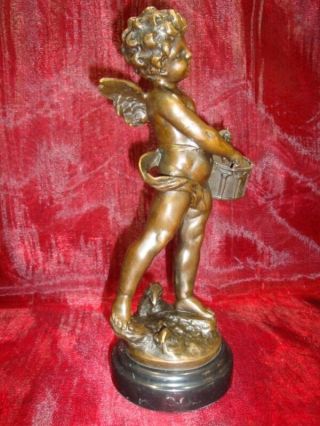 Statue Sculpture Angel Drum French Style Solid bronze 6