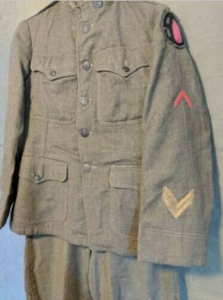 WW1 US Army 89th Division Uniform - WW1 Tunic Breeches Helmet 
