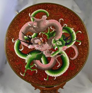 Fine Antique Large Japanese Meiji Cloisonne Vase Plate Charger Dragons