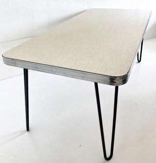 Vintage Mid Century MCM Coffee Table Surfboard Atomic Formica Metal Hairpin Legs 3