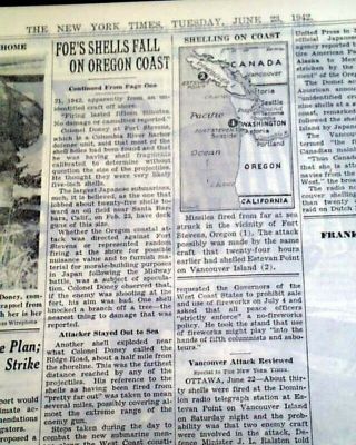 JAPANESE Submarine ATTACK Fort Stevens Oregon 1942 World War II Newspaper 6