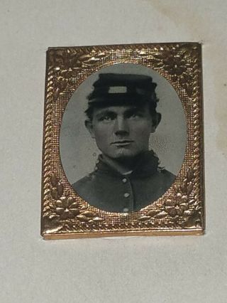 Rare 1860s Civil War Soldier Gem Photo Mounted On Cdv Card