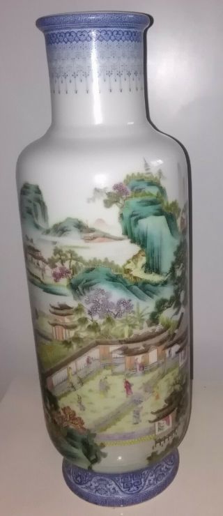 Antique Chinese Porcelain Village Vase From Republic Of China.