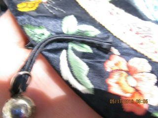 Antique Chinese Black Silk Embroidery Forbidden Stitch Robe Jacket 10