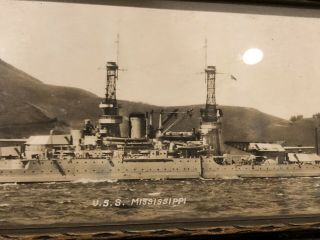 Pre WW2 USS Mississippi (BB - 41) Framed Photograph,  1920’s Era 2