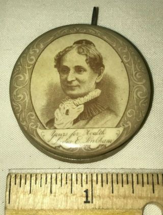 Antique Celluloid Tape Measure Lydia Pinkham Blood Medicine Liver Pill Druggist