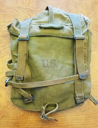 Wwii Us Army M - 1945 Combat Field Pack Bag Backpack Suspenders Vintage