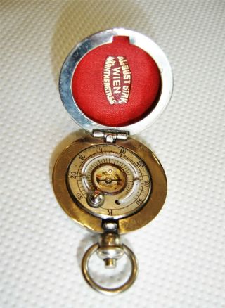 ANTIQUE POCKET THERMOMETER / COMPASS 4