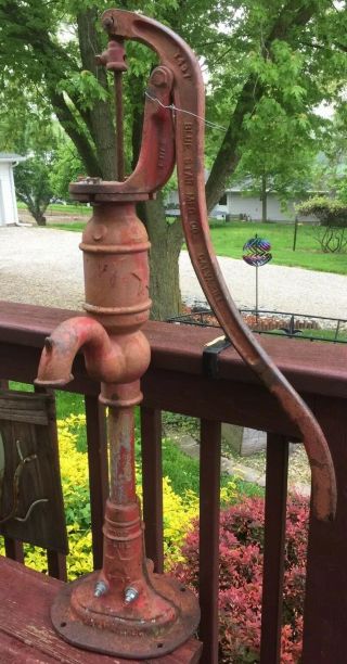 Vintage Blue Star Cast Iron Antique Hand Water Well Pump With Vintage Picture