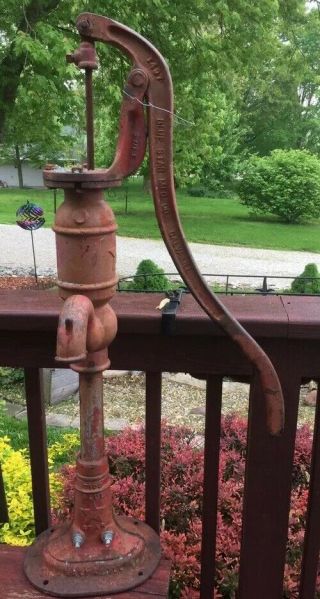 Vintage Blue Star Cast Iron Antique Hand Water Well Pump With Vintage Picture 2