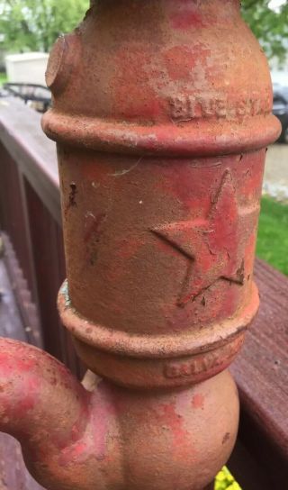 Vintage Blue Star Cast Iron Antique Hand Water Well Pump With Vintage Picture 3