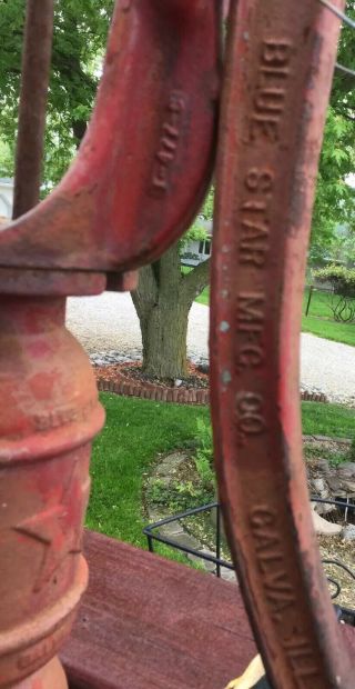 Vintage Blue Star Cast Iron Antique Hand Water Well Pump With Vintage Picture 4