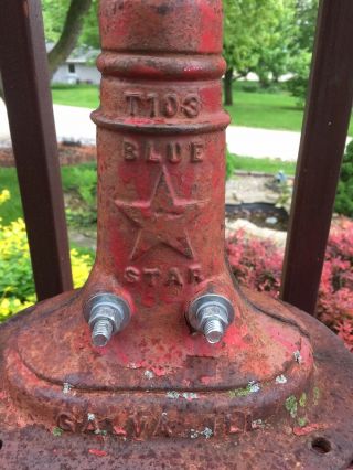 Vintage Blue Star Cast Iron Antique Hand Water Well Pump With Vintage Picture 7