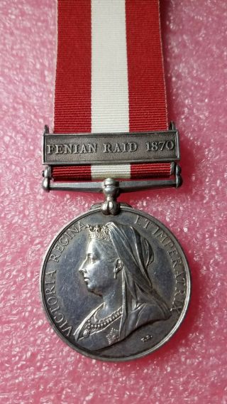 1870 Fenian Raid Victoria Regina Canada Medal Badge Army Navy Named