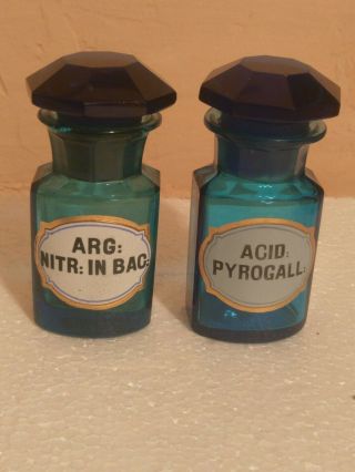 Antique Apothecary Blue Bottles