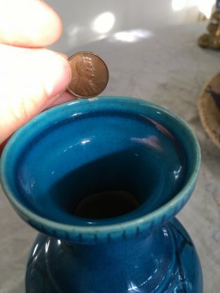 Antique Vintage Chinese Turquoise Blue Glazed Vase 11