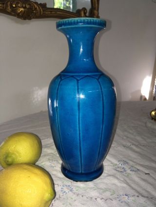 Antique Vintage Chinese Turquoise Blue Glazed Vase 2
