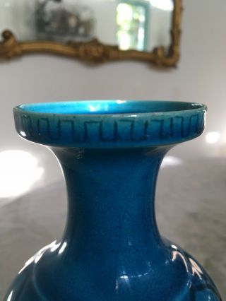 Antique Vintage Chinese Turquoise Blue Glazed Vase 3