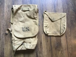 Wwi Us Army M1910 Haversack Field Simmons Back Pack W/ Extra Bag