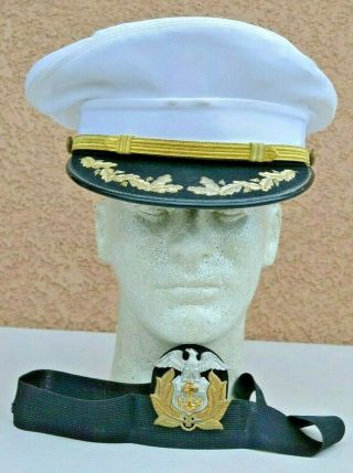 Us Navy Merchant Marine Visor Cap & Insignia Naval Hat American