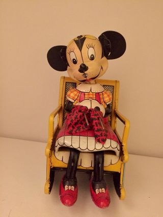 Rare Linemar 1940 Mickey Minnie Mouse Windup Antique Tin Toy