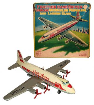 Boxed Tin Litho Capital Airlines Viscount By Linemar -