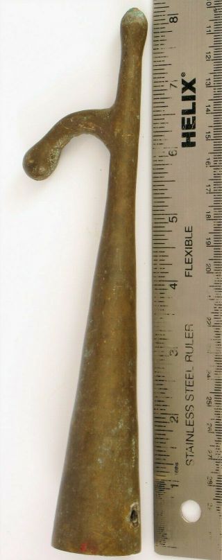 ANTIQUE HEAVY DUTY BRONZE NAUTICAL BOAT HOOK FOR GRABBING CLEAT LINES 8 