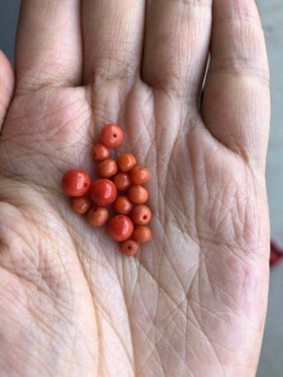 Antique old natural red coral loose beads necklace other coral turquoise jewelry 4