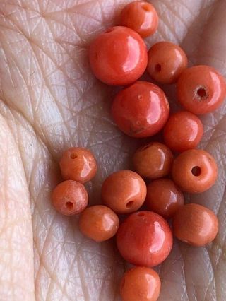 Antique old natural red coral loose beads necklace other coral turquoise jewelry 6