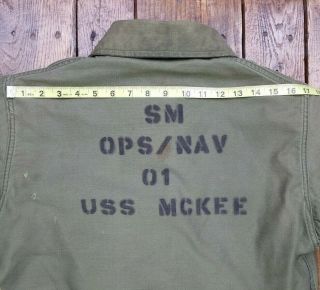 USS McKee AS - 41 Submarine Tender A2 Deck Jacket Small Patch Stencil Ops/Nav Navy 9