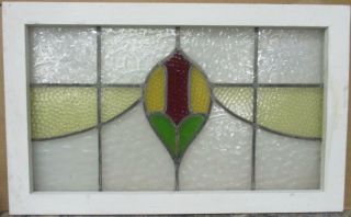 Old English Leaded Stained Glass Window Transom Abstract Sweep 29.  5 " X 18.  25 "