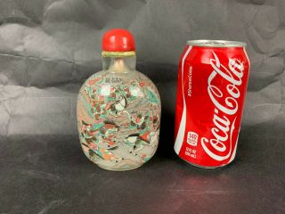 19th/20th C.  Chinese Big ‘yongshoutian’ Hand Inside - Painted Crystal Snuff Bottle