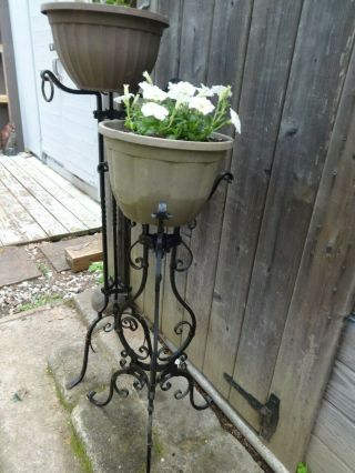 Tall,  Ornate Antique wrought iron plant stands 3