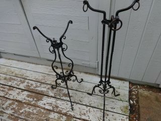 Tall,  Ornate Antique wrought iron plant stands 6