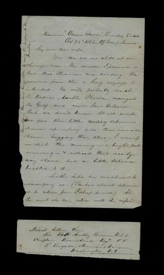 100th Pennsylvania Infantry Civil War Chaplain Letter - Written Aboard Navy Ship