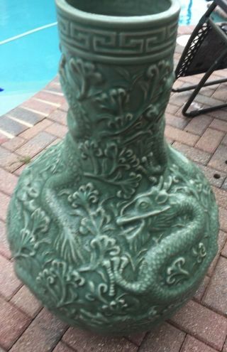 Dragon Vase.  Large (32 ") Heavy (50 Lbs) Vintage Celadon Chinese Porcelain