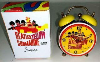 100 REAL 1968 BEATLES YELLOW SUBMARINE ALARM CLOCK BY SHEFFIELD OF WEST GERMANY 6