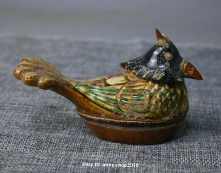 11cm Collect China Tang Sancai Porcelain Pottery Ceramics Bird Beast Statue Alcy