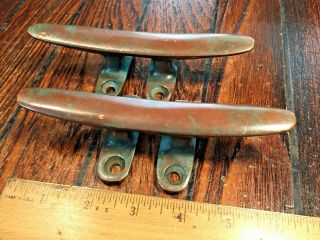 Vintage Old Solid Bronze Cleats 6 " Long Patina