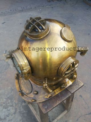 Antique Scuba SCA Divers Diving Helmet US Navy Mark V Deep Sea Divers Marine 5